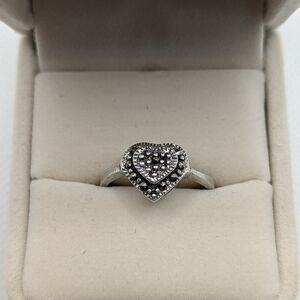 ❤️ Vintage Sterling Silver & Marcasite Heart Ring ✨